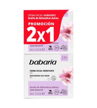 Babaria - Pack crema facial hidratante de día SPF10 - Aceite de almendras dulces