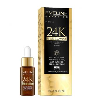 Eveline Cosmetics - Sérum-ampolla antiarrugas con baba de caracol y extracto de caviar 24K Snail & Caviar