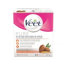 Veet - Kit de cera depilatoria de azúcar para cuerpo y rostro Pure